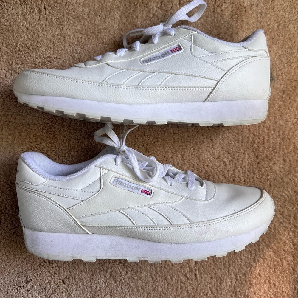 Reebok White Low-Top leather Sneakers with Blue Insoles